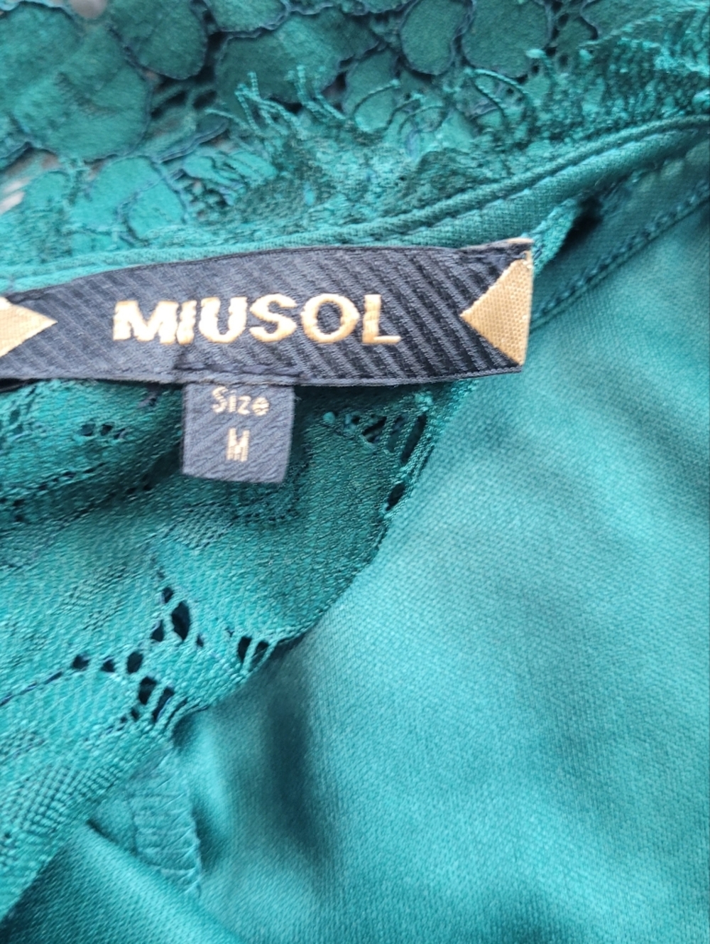 Miusol Elegant Green Lace Sheath Dress Cap Sleeve Cocktail Dress Sz M - Picture 11 of 12